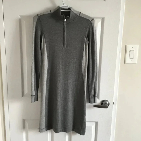 Tommy Bahama 1/4 zip grey sweater dress Midi Round Neck Colorblock size XXS - Picture 2 of 6